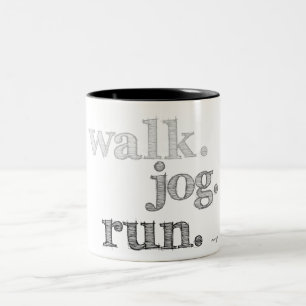 GRAY WALK JOG RUN (font SHADED) Two-Tone Coffee Mug