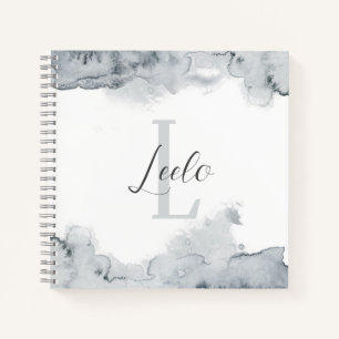 Gray Watercolor Pretty Personalized Sketch Noteboo Notebook