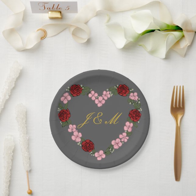 gray wedding paper plate (Wedding)