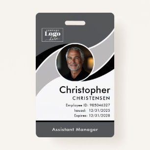 Gray White Black Corporate Employee ID Badge