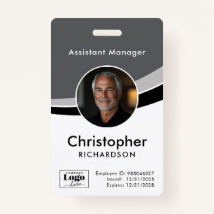 Gray White Black Corporate Employee Photo ID Badge