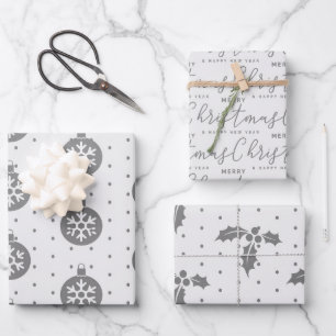 Gray & White Christmas Wrapping Paper