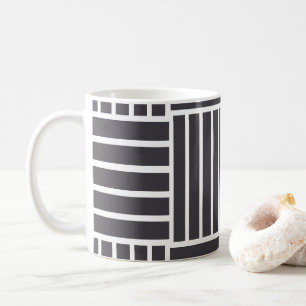 Gray White Horizontal Vertical Stripes Coffee Mug