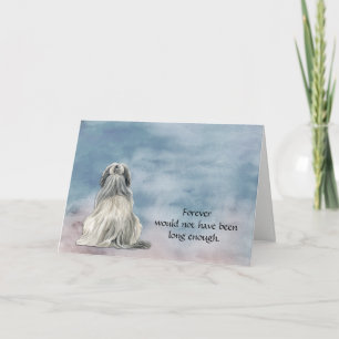 Gray White Lhasa Apso Dog Sympathy Card