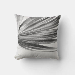 Gray & White Palm   Modern Minimalist Abstract Throw Pillow