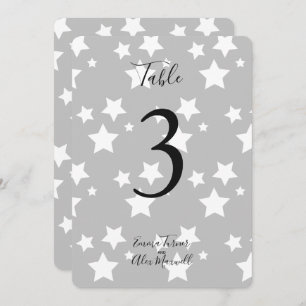 Gray White Stars Background Table number cards