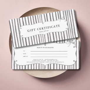 Gray White Stripe Vintage Bow Gift Certificate