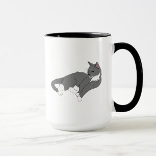 Gray & White Tuxedo Cat Mug