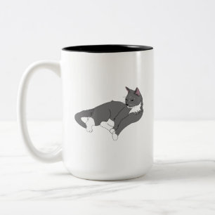 Gray & White Tuxedo Cat Wrapping Paper Two-Tone Coffee Mug