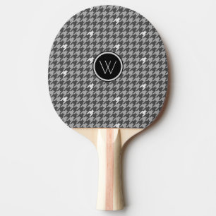 Gray with Silver Houndstooth Ping Pong Paddle