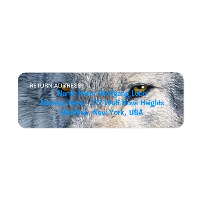 GRAY WOLF EYES Faune Retour Adresse Étiquettes (Devant)
