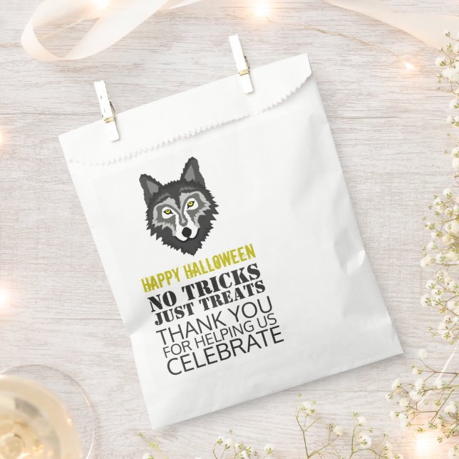 Gray Wolf, Halloween Party Favour Bag (Clipped)