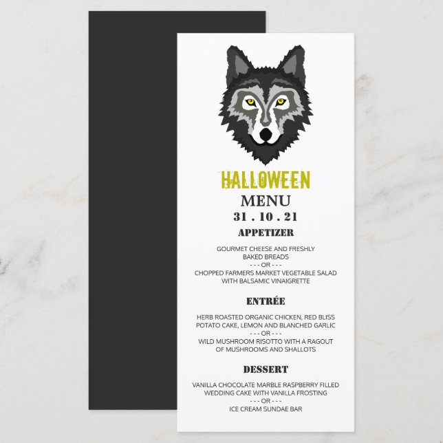 Gray Wolf, Halloween Party Menu (Front/Back)