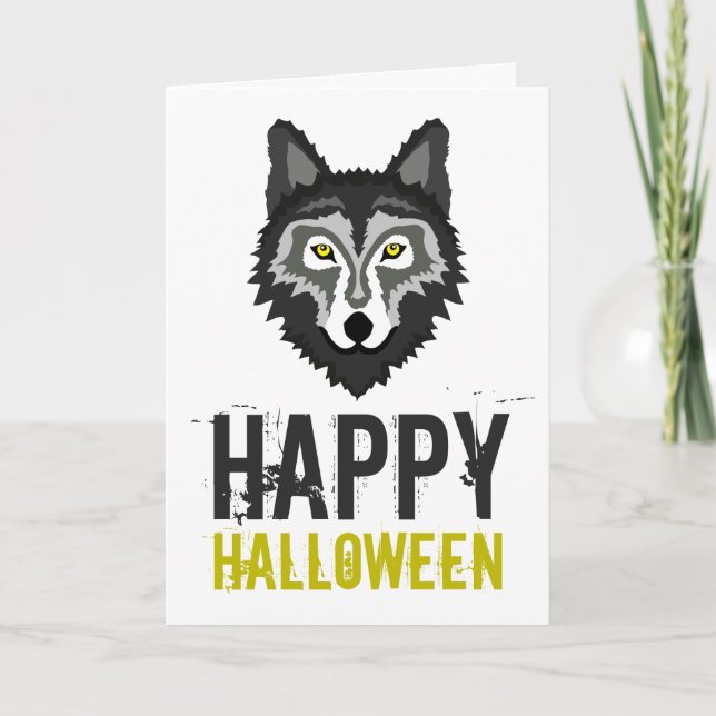 Gray Wolf, Happy Halloween Card (Front)