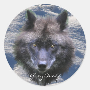 GRAY WOLF HEAD & SNOW Wildlife Supporter Stickers
