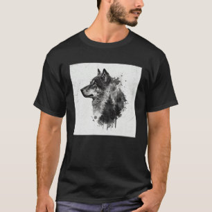 Gray Wolf Paint Splatter Warrior Wild Animal Uniqu T-Shirt