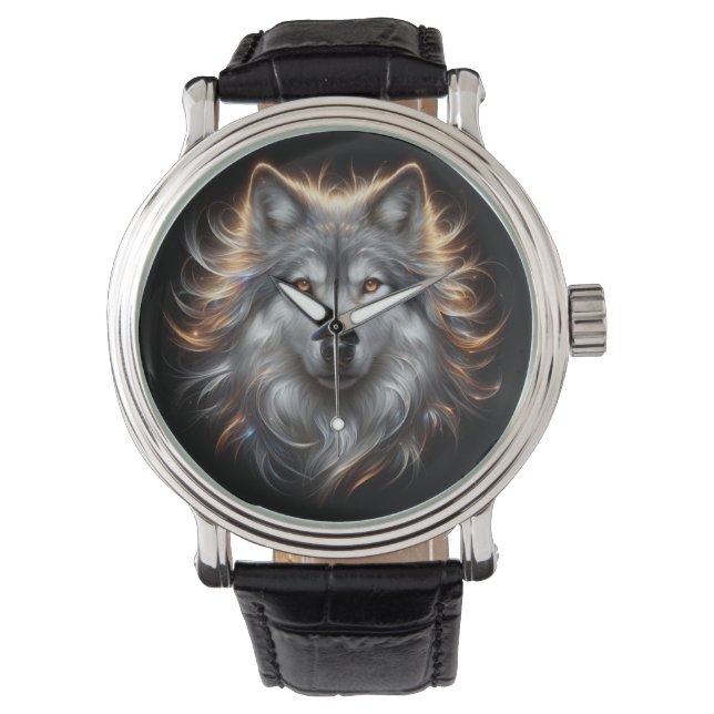 Gray Wolf Portrait eWatch Watch (Front)