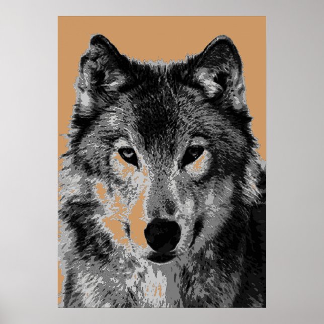Gray Wolf Portrait Motivation Liberté Poster (Devant)