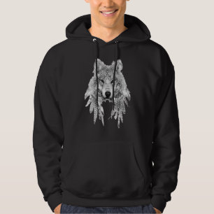 Gray wolf tattoo ink drawing sleeve hoodie