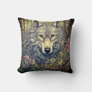 Gray Wolf  Throw Pillow