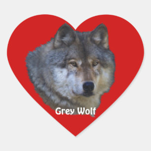 GRAY WOLF Wildlife Heart Sticker Collection