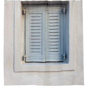 GRAY WOODEN 2-DOOR WINDOW CLOSED