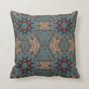 Grayish Blue SAnd & Rust Abstract Throw Pillow