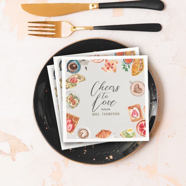 Grayish Bridal Brunch Waffles Pancakes Napkin (Creator Uploaded)