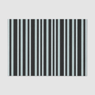 Grayish Grey Green Line Stripes On Black  Tissue Paper