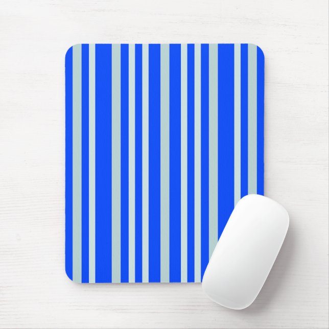 Grayish Grey Green Line Stripes On Blue  Mouse Pad (With Mouse)
