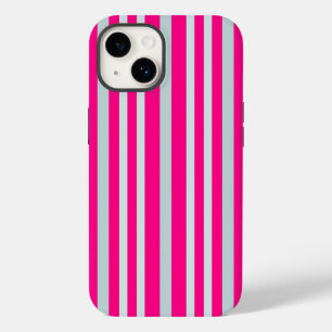 Grayish Grey Green Line Stripes On Pretty In Pink Case-Mate iPhone 14 Case