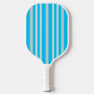 Grayish Grey Green Line Stripes On Sky Blue Pickleball Paddle