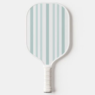 Grayish Grey Green Line Stripes On White Pickleball Paddle