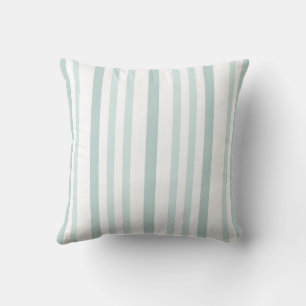 Grayish Grey Green Line Stripes On White Throw Pillow