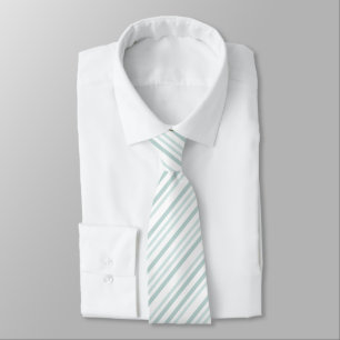Grayish Grey Green Line Stripes On White Tie