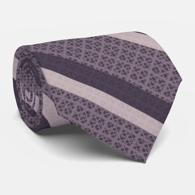 Grayish Pink Violet On A Dusty Plum Purple Grid Tie (Rolled)