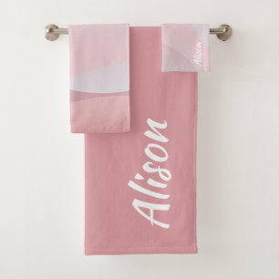 Grayish purple gradient abstract name bath towel set