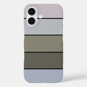 Grays Greens And Black Stripes On Watercolor Paper iPhone 16 Case