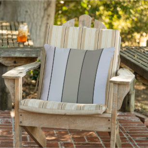 Grays Greens And Black Stripes On Watercolor Paper Outdoor Pillow