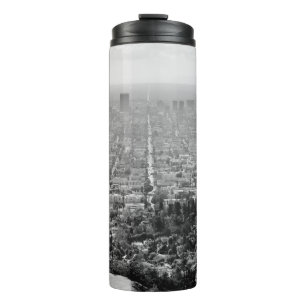 GRAYSCALE AERIAL PHOTO OF CITY THERMAL TUMBLER
