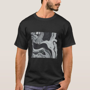 Grayscale and Gray Monochrome Marble Suminagashi T-Shirt