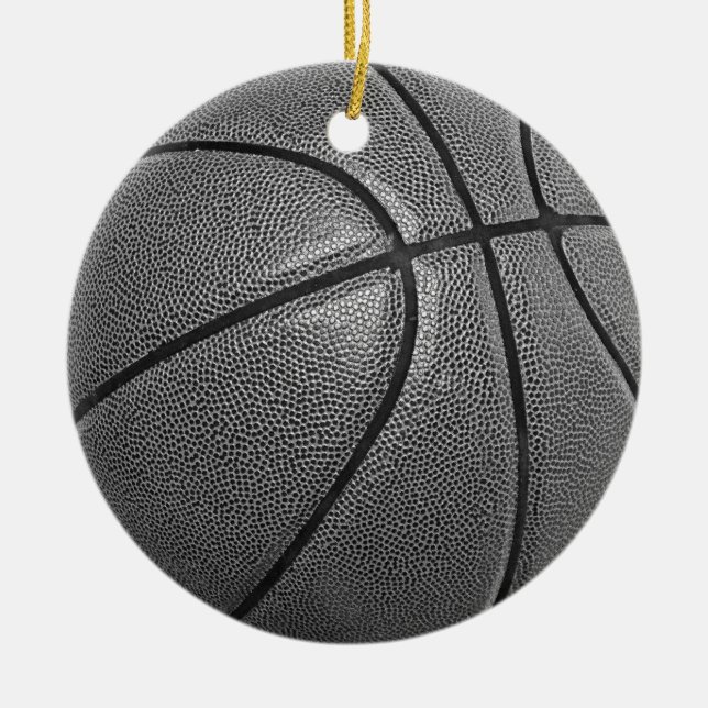 Grayscale Basketball Ceramic Ornament (Front)