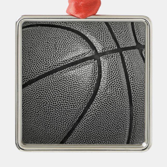 Grayscale Basketball Metal Ornament (Front)