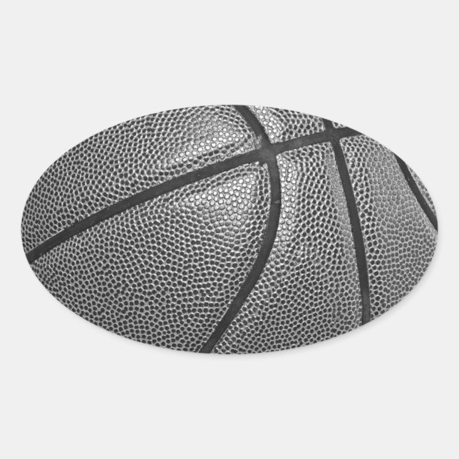 Grayscale Basketball Oval Sticker (Front)