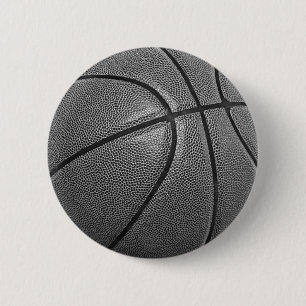 Grayscale Basketball Pinback Buttons