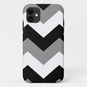 Grayscale Black Grey & White Chevron iPhone 11 Case
