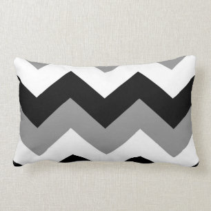 Grayscale chevron lumbar pillow black and white