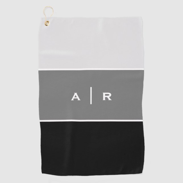 Grayscale Colour Block Monogram Golf Towel (Front)