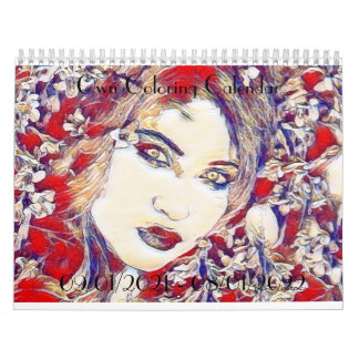 Grayscale Colouring Calendar for Students, Gothic