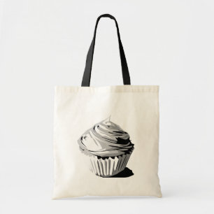 Grayscale cupcake tote bag